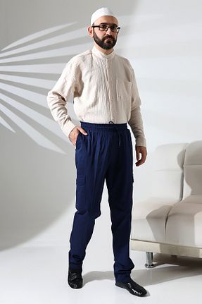 شلوار سرمه ای مردانه کتان ihvanonline - کد 884651943