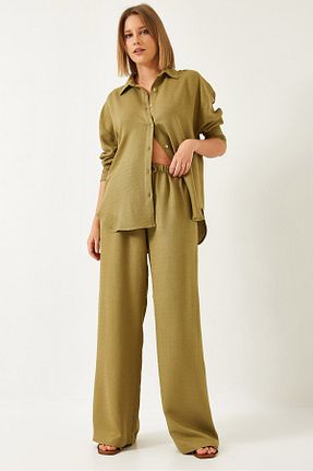ست بالاتنه و پائین تنه خاکی زنانه بافتنی Bianco Lucci - کد 884661246