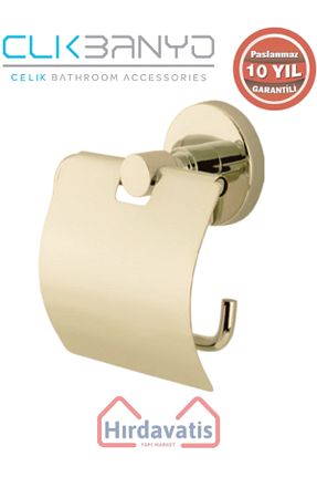 پایه دستمال توالت زرد برنجی ÇELİK BANYO - کد 884680766
