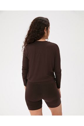 بلوز قهوه ای زنانه ساده Ayma Active - کد 850395287