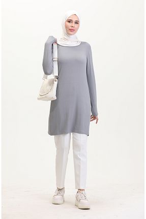 تونیک حجاب طوسی زنانه ویسکون sefamerve - کد 884846474