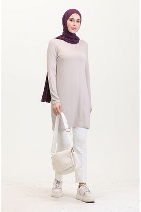 تونیک حجاب قهوه ای زنانه ویسکون sefamerve - کد 884846651