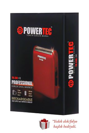 ماشین اصلاح صورت قرمز Şarjlı Powertec - کد 809631241