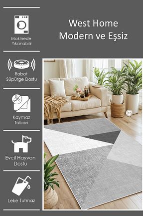 فرش طوسی زیره ضد لغزش West Home - کد 132495742