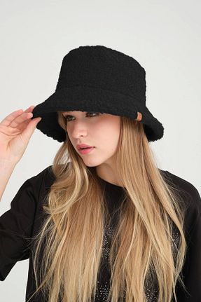 کلاه مشکی زنانه پلی استر robanu - کد 882278037