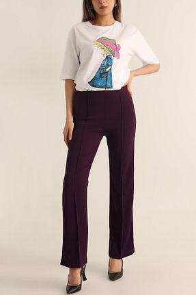 شلوار پارچه ای بنفش زنانه فاق نرمال VıoShıne - کد 781021481