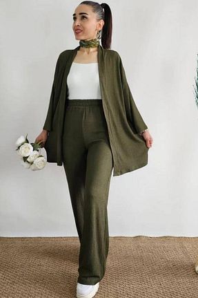 ست بالاتنه و پائین تنه خاکی زنانه بافتنی VıoShıne - کد 837359098