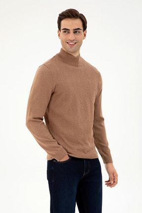 پلیور قهوه ای مردانه ساده U.S. Polo Assn. - کد 882395318