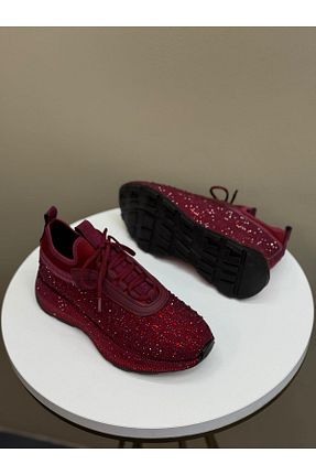 کفش اسنیکر زرشکی زنانه بند دار DİVA - کد 882464878