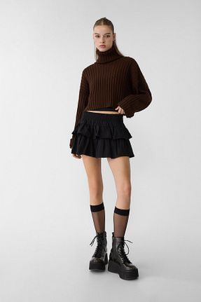پلیور قهوه ای زنانه ساده Stradivarius - کد 882467737
