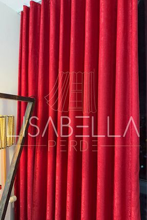 پرده زمینه قرمز مخمل LisabellaHome - کد 882468478