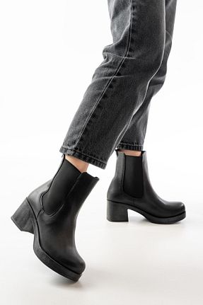 بوت / نیم بوت مشکی زنانه چرم مصنوعی Evla Shoes - کد 882510846