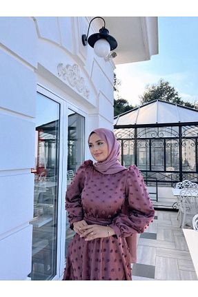 لباس مجلسی حجاب صورتی زنانه یقه دوچرخه DİSE - کد 882592066