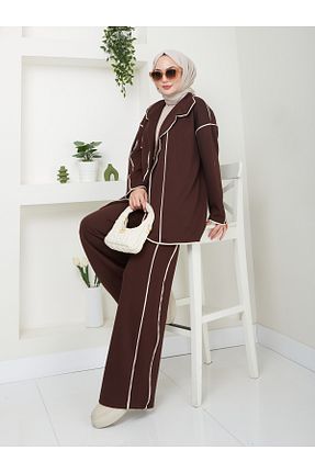 ست بالاتنه و پائین تنه حجاب قهوه ای زنانه Relaxed VOLT CLOTHİNG - کد 882522805