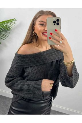 پلیور طوسی زنانه ساده KNİTİCAL TEKSTİL - کد 852722556