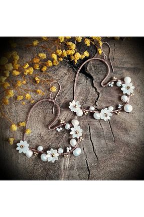 گوشواره جواهر سفید لزران MODA - کد 882549262