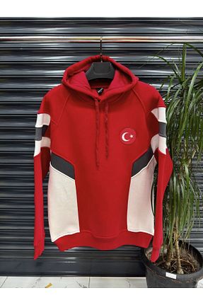 سوئیشرت قرمز زنانه چاپی BiSpor - کد 882554311