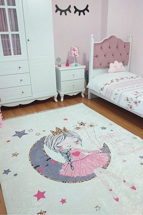 فرش بچه گانه صورتی پلی استر VOPTEKS - کد 786492802