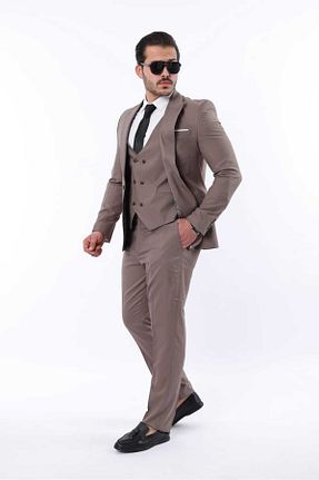 کت و شلوار بژ مردانه یقه کتی MISTER MR.PAPYON FASHION - کد 882629967