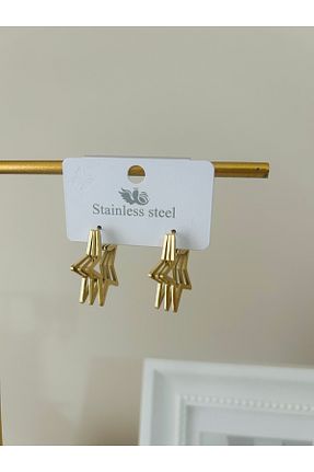 گوشواره استیل (فولاد) طلائی زنانه استیل (فولاد) stainles steel - کد 882586362
