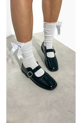 کفش لوفر مشکی زنانه چرم خالص SİBA SHOES - کد 882718063