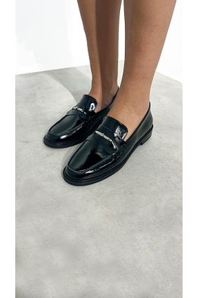 کفش لوفر مشکی زنانه چرم خالص SİBA SHOES - کد 882718774
