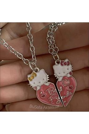 گردنبند جواهر صورتی بچه گانه روکش نقره BuSefa Accessory - کد 791098945