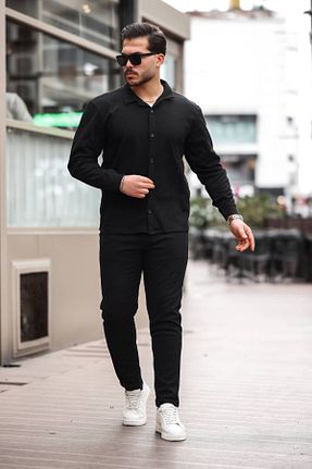 ست بالاتنه و پائین تنه مشکی زنانه بافتنی Genel Markalar - کد 882650560