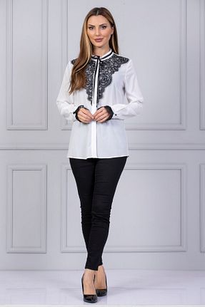 بلوز سفید زنانه ساده Loom Boutique - کد 882660677
