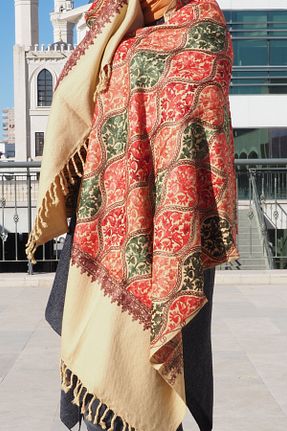 شال بژ زنانه ابریشم onliecraft - کد 878778247