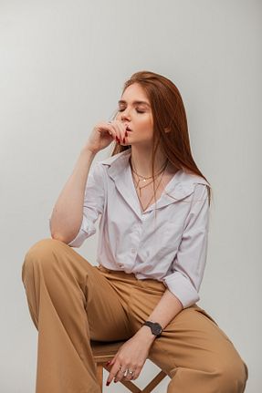 پیراهن سفید زنانه اورسایز Saade - کد 856283191