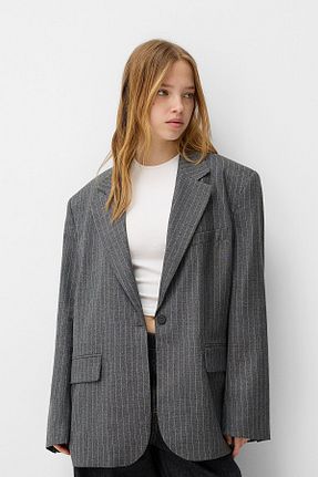 کت طوسی زنانه رگولار Bershka - کد 882803289