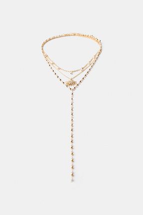 گردنبند جواهر طلائی زنانه آهن Bershka - کد 882801895