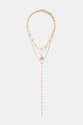 گردنبند جواهر طلائی زنانه آهن Bershka - کد 882801895