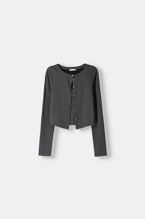پلیور طوسی زنانه ساده Bershka - کد 883462081