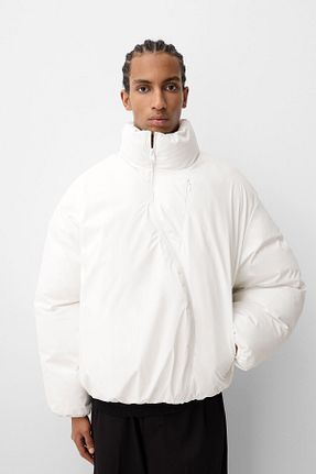 کاپشن سفید مردانه رگولار Bershka - کد 883462481
