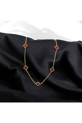 گردنبند جواهر زرشکی زنانه استیل ضد زنگ Narecco - کد 882849556