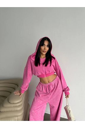 ست بالاتنه و پائین تنه صورتی زنانه بافت TAYT VEGAS - کد 868615836