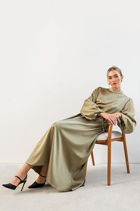 لباس مجلسی حجاب سبز زنانه ساتن VAVİNOR - کد 882856816