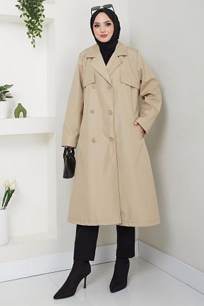 ترنچکت حجاب بژ زنانه پلی استر hafsamina - کد 882872378