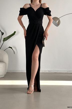 لباس مجلسی و فارغ التحصیلی مشکی زنانه کرپ Deafox - کد 341248629