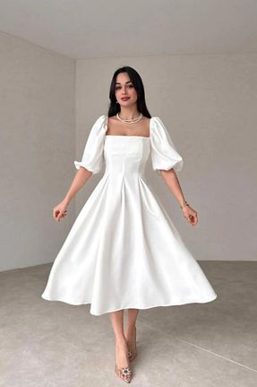 لباس سفید زنانه کرپ Deafox - کد 855547568