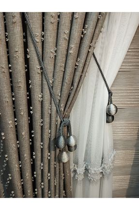 پرده زمینه طوسی کتان CEMRE - کد 882896612