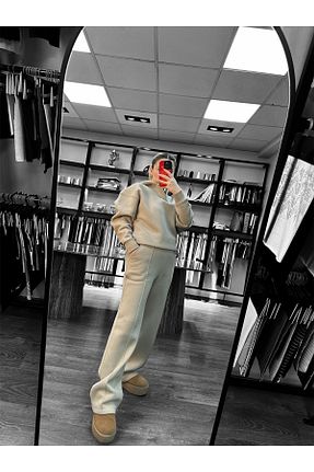 ست بالاتنه و پائین تنه بژ زنانه بافتنی BALMİRASETA - کد 882771539