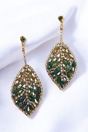 گوشواره جواهر سبز زیرکن PETEK AKSESUAR - کد 240750831