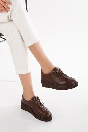 کفش لوفر قهوه ای زنانه چرم خالص elvinshoes - کد 883102171