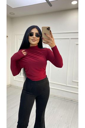 بلوز زرشکی زنانه ساده BERİ BUTİK - کد 882981508