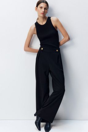 شلوار مشکی زنانه پاچه گشاد H&M - کد 876270727