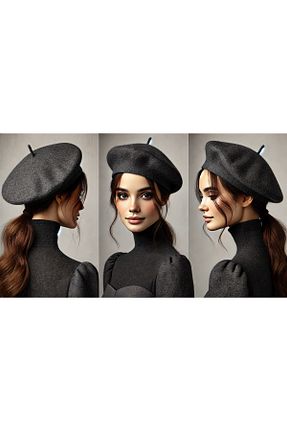 کلاه طوسی زنانه نمد Ermas - کد 883103503