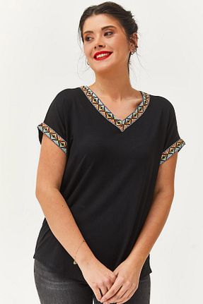 بلوز سایز بزرگ مشکی زنانه سایز بزرگ Ebsumu - کد 266865279
